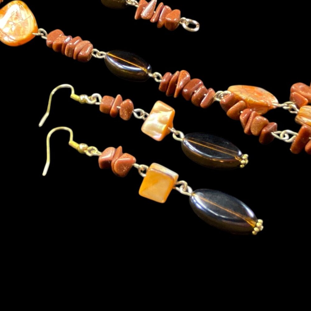 3pc Set Gemstone Chip Stone Shell 27" Pendant Nec… - image 6